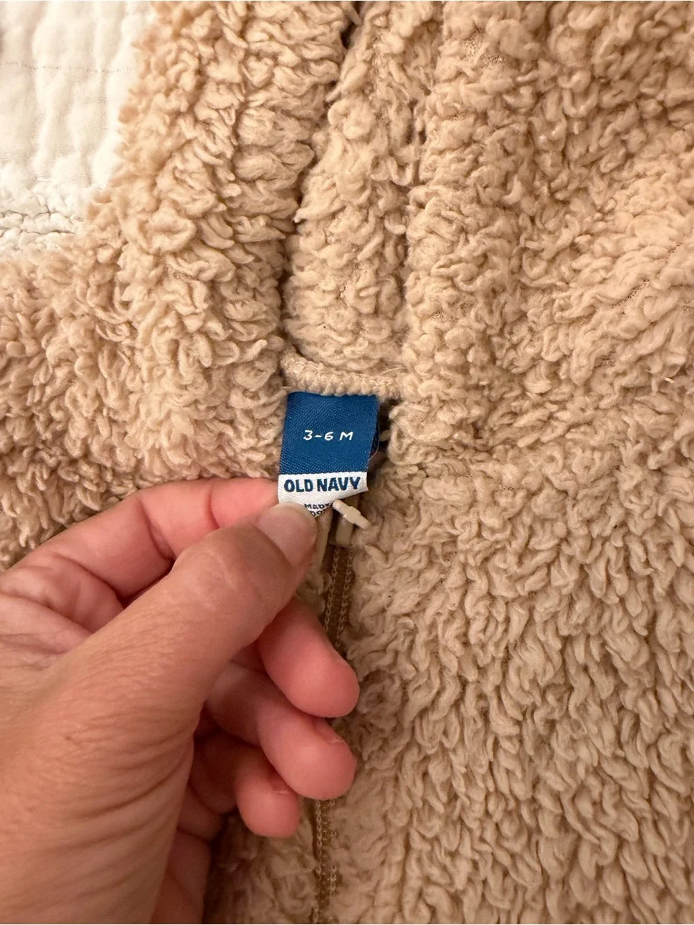 Old Navy Tan Sherpa One-Piece Footed Romper with Hood
